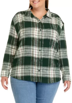 Best deal 🔥 Wonderly Plus Size Long Sleeve Boyfriend 👕 Shirt 🥰 -Wonderly Shop Belk 831