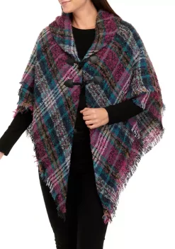 Promo ✨ Wonderly Border Plaid Toggle Topper 👍 -Wonderly Shop Belk 843