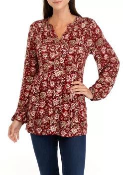 New 😍 Wonderly 👩 Women's Long Sleeve Tunic Henley 👕 Shirt 🌟