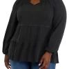 Flash Sale ⭐ Wonderly Plus Size Long Sleeve Smocked Tiered Tunic Top 🥰 -Wonderly Shop Belk 973