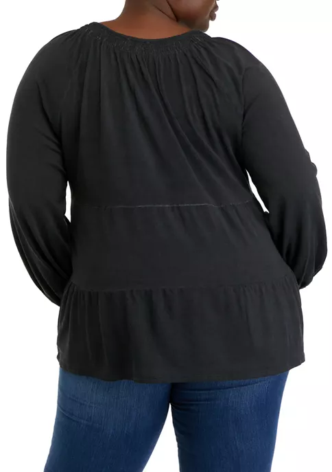 Flash Sale ⭐ Wonderly Plus Size Long Sleeve Smocked Tiered Tunic Top 🥰 4 Flash Sale ⭐ Wonderly Plus Size Long Sleeve Smocked Tiered Tunic Top 🥰 - Image 2