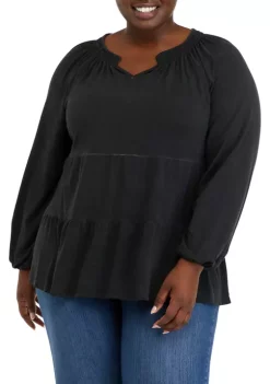 Flash Sale ⭐ Wonderly Plus Size Long Sleeve Smocked Tiered Tunic Top 🥰 9 Flash Sale ⭐ Wonderly Plus Size Long Sleeve Smocked Tiered Tunic Top 🥰 -Wonderly Shop Belk 976
