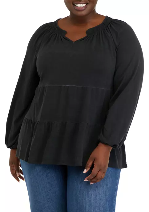 Flash Sale ⭐ Wonderly Plus Size Long Sleeve Smocked Tiered Tunic Top 🥰 6 Flash Sale ⭐ Wonderly Plus Size Long Sleeve Smocked Tiered Tunic Top 🥰 - Image 4